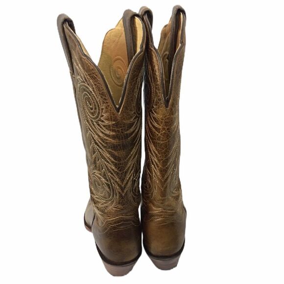 Justin Apache snip toe leather cowboy boots - Picture 2 of 9